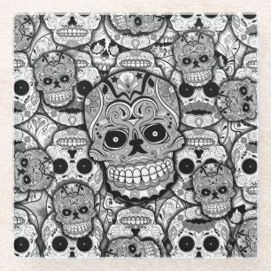 Dessous-de-verre En Verre Motif de crânes de sucre