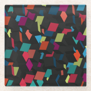 Dessous-de-verre En Verre Motif de cube géométrique Abstrait tendance