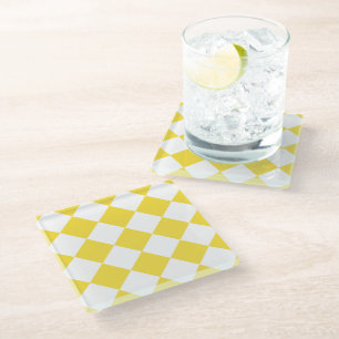 Dessous-de-verre En Verre Motif de diamant jaune de la tasse à beurre
