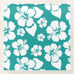 Dessous-de-verre En Verre Motif de fleur hawaïen de ketmie