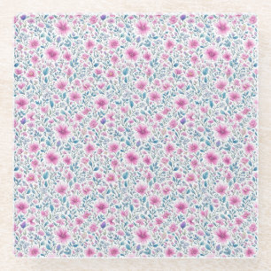 Dessous-de-verre En Verre motif de fleurs