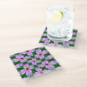 Dessous-de-verre En Verre Motif de fleurs rose pâle