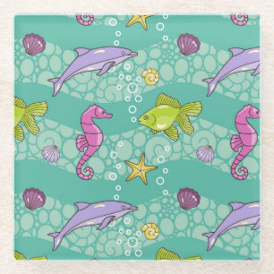 Dessous-de-verre En Verre Motif de mer d'été