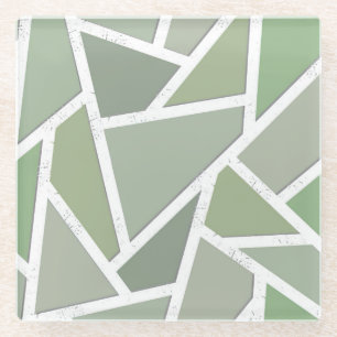 Dessous-de-verre En Verre Motif de mosaïque vert olive