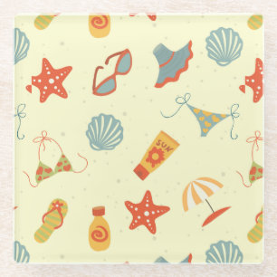 Dessous-de-verre En Verre Motif de plage d'été