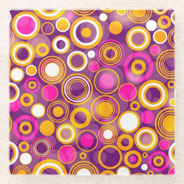 Dessous-de-verre En Verre Motif de point violet de polka (Devant)