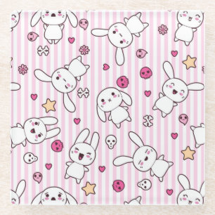Dessous-de-verre En Verre motif de rayures de kawaii