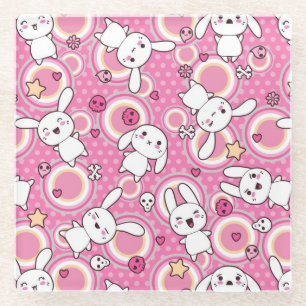 Dessous-de-verre En Verre motif de rose de kawaii