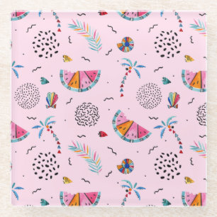 Dessous-de-verre En Verre Motif de style Pink Memphis