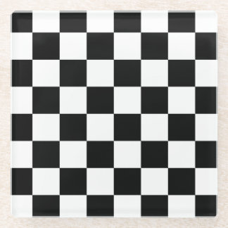 Dessous-de-verre En Verre motif de tableau de bord noir et blanc