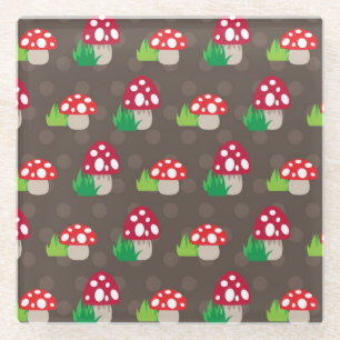 Dessous-de-verre En Verre motif d'enfants de champignon