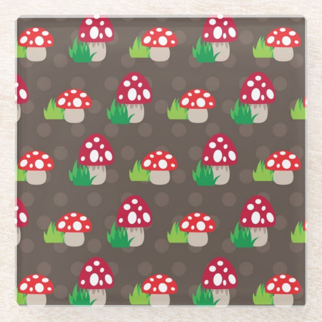 Dessous-de-verre En Verre motif d'enfants de champignon (Devant)