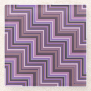 Dessous-de-verre En Verre Motif d'escaliers à rayures mauve