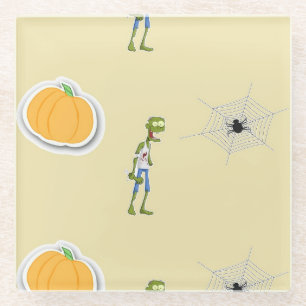 Dessous-de-verre En Verre Motif d'Halloween à la crème