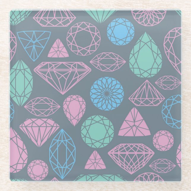 Dessous-de-verre En Verre Motif d'icône Gemstone (Devant)