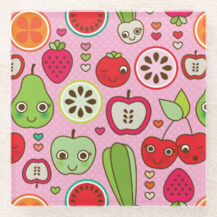 Dessous-de-verre En Verre motif d'illustration de cuisine de fruit