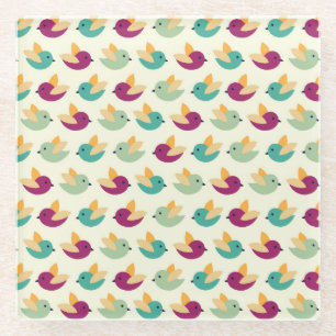 Dessous-de-verre En Verre Motif d'oiseaux
