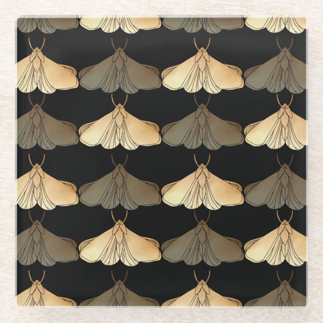 Dessous-de-verre En Verre Motif d'or (Devant)