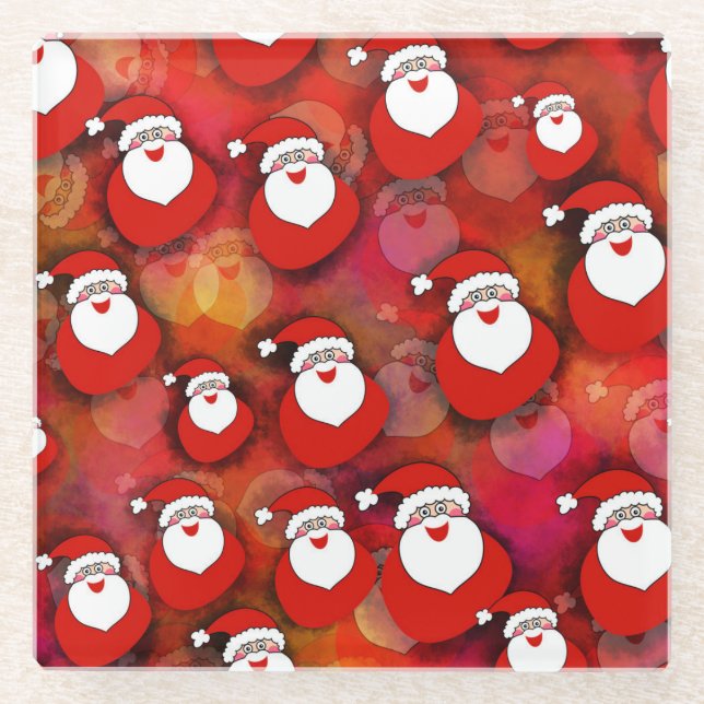 Dessous-de-verre En Verre Motif du Père Noël (Devant)
