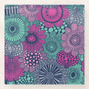 Dessous-de-verre En Verre motif élégant et lumineux de magnifiques fleurs