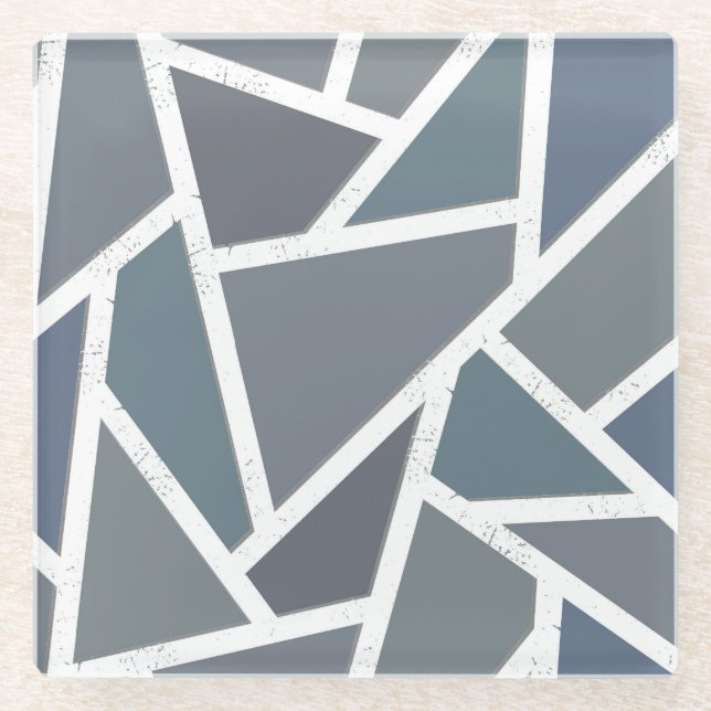 Dessous-de-verre En Verre Motif en mosaïque gris bleu (Devant)