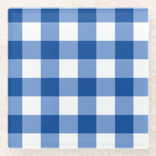 Dessous-de-verre En Verre Motif en vichy bleu