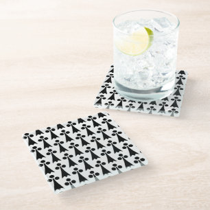Dessous-de-verre En Verre Motif Ermine, Motif médiéval, noir sur blanc