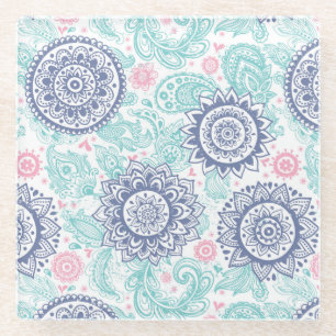 Dessous-de-verre En Verre Motif ethnique de Paisley