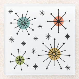 Dessous-de-verre En Verre Motif étoile en explosion atomique de style Mid Ce
