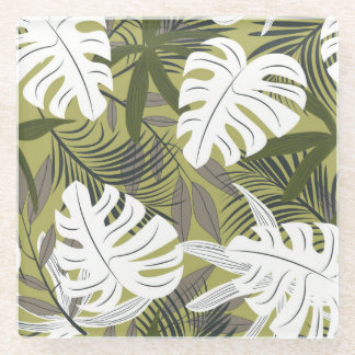 Dessous-de-verre En Verre Motif Feuille tropical dynamique