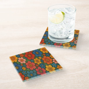 Dessous-de-verre En Verre Motif Fleur sauvage transparent