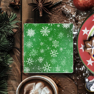 Dessous-de-verre En Verre Motif Flocons de Neige Verts Fête d'Hiver