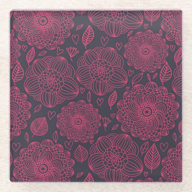 Dessous-de-verre En Verre Motif floral 12 (Devant)