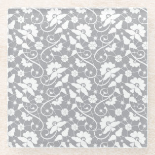 Dessous-de-verre En Verre Motif floral de dentelle