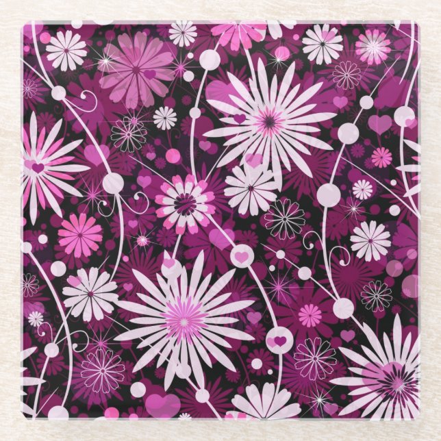 Dessous-de-verre En Verre Motif floral de Valentine (Devant)