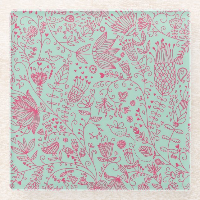 Dessous-de-verre En Verre Motif floral mignon d'été (Devant)