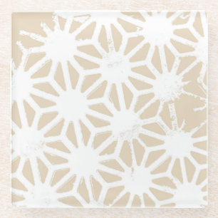 Dessous-de-verre En Verre Motif géométrique beige