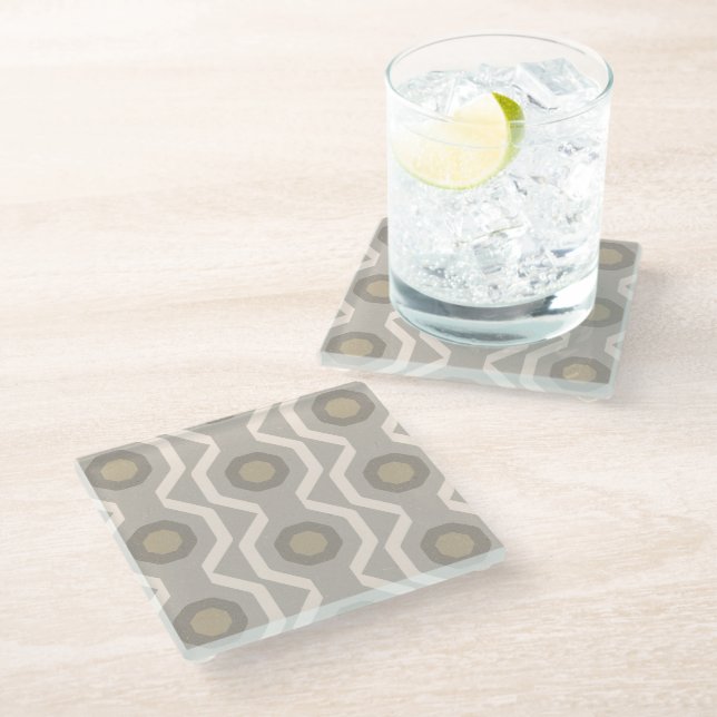 Dessous-de-verre En Verre Motif géométrique gris (Incliné)