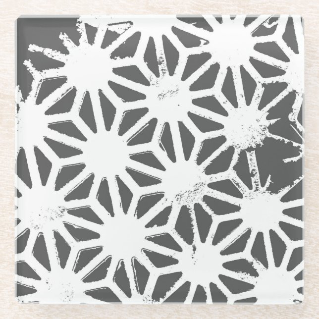 Dessous-de-verre En Verre Motif géométrique gris charbon (Devant)