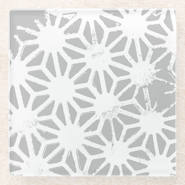 Dessous-de-verre En Verre Motif géométrique gris et blanc (Devant)