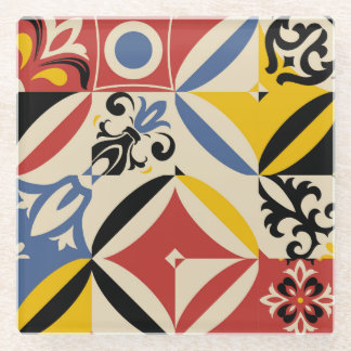 Dessous-de-verre En Verre Motif géométrique Rétro Seites Azulejos