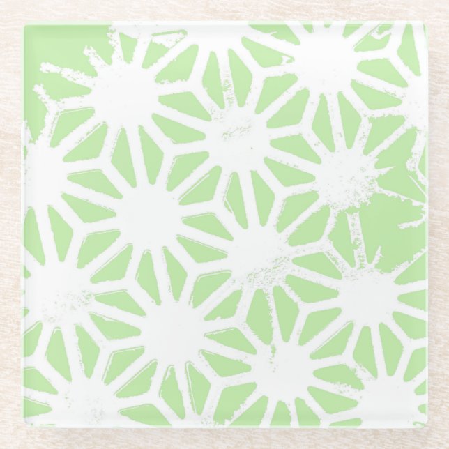 Dessous-de-verre En Verre Motif géométrique vert pomme (Devant)