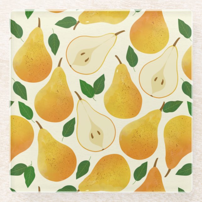 Dessous-de-verre En Verre Motif Golden Pears (Devant)