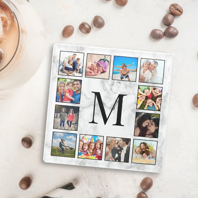 Dessous-de-verre En Verre Motif Marbre blanc en pierre (Créateur téléchargé)