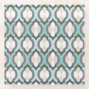 Dessous-de-verre En Verre Motif marocain turquoise