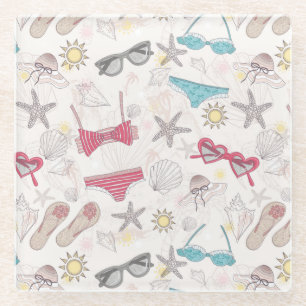 Dessous-de-verre En Verre Motif mignon d'abrégé sur été