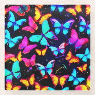 Dessous-de-verre En Verre Motif Papillon Néon