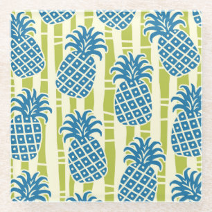 Dessous-de-verre En Verre Motif rayures bambou ananas Tiki