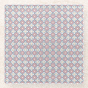 Dessous-de-verre En Verre Motif rose et bleu