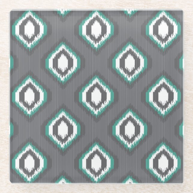 Dessous-de-verre En Verre Motif tribal de rétro ikat géométrique (Devant)